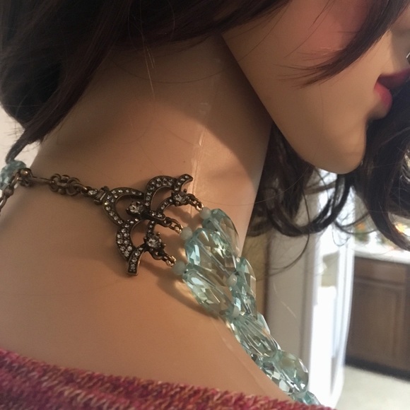 Heidi Daus 3D Flower Aqua Glass  Custom Necklace